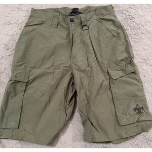 Boys Scouts Cargo Shorts Mens S Adult Small Olive Green Logo Nylon BSA New